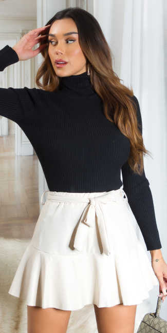 Musthave geribbelde col sweater-trui zwart